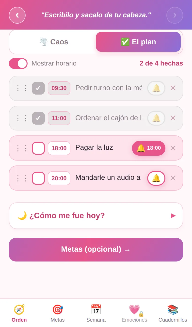 El plan del día
